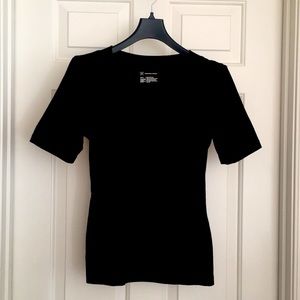 INC Top Size Medium Black Short Sleeves V-neck
